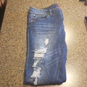 Ripped, mid rise jeans